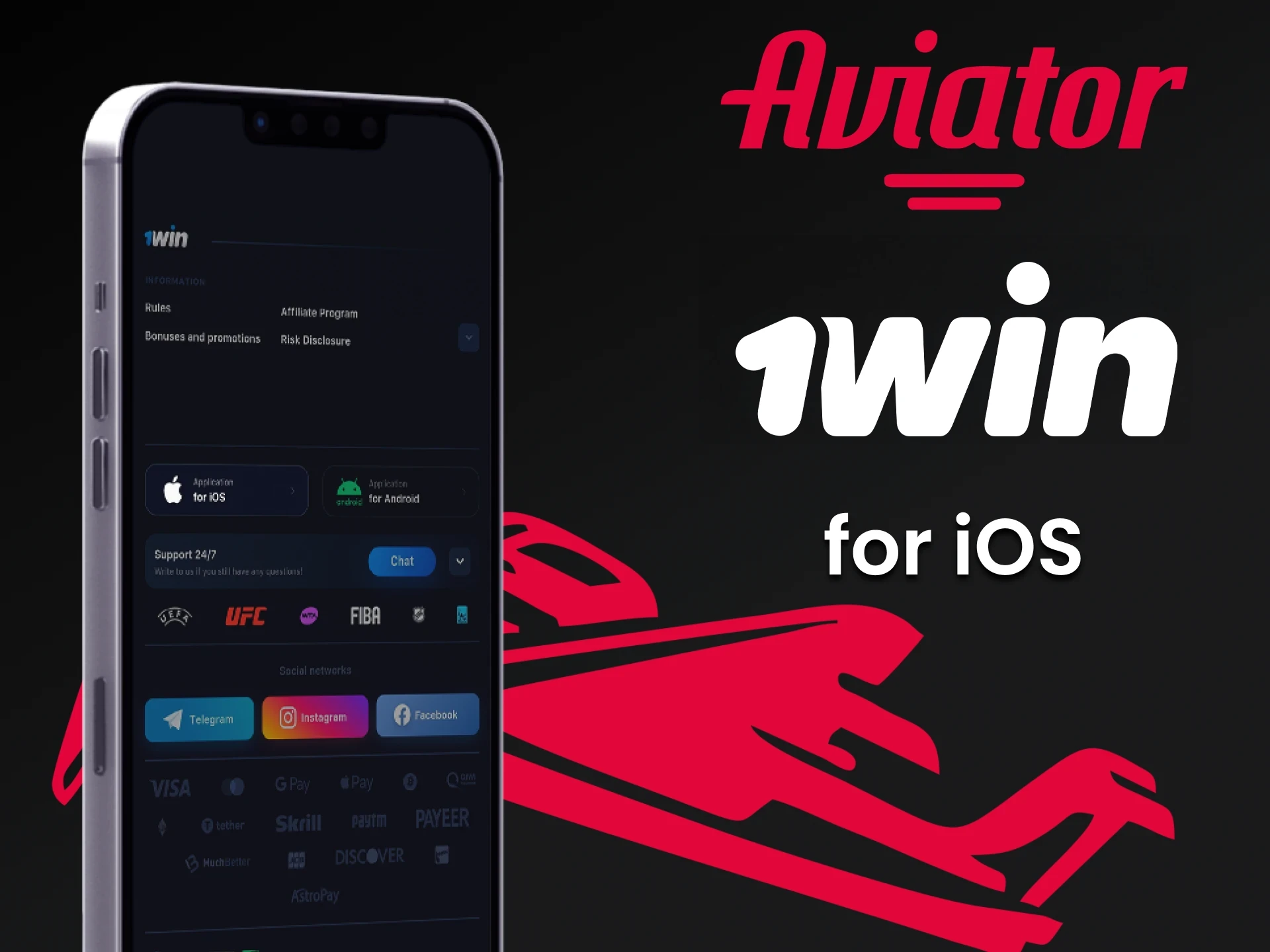 Play Aviator through the 1win iOS app.