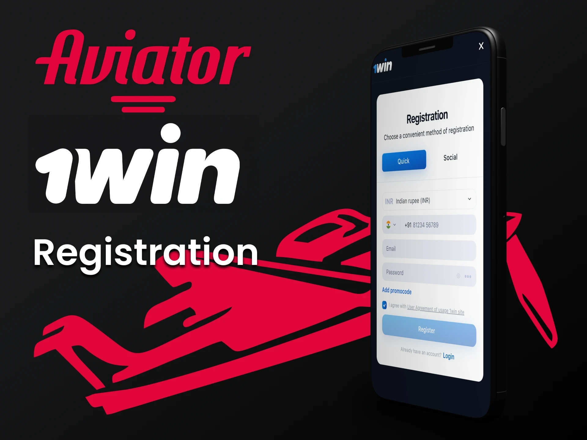 To start playing Aviator on 1win, create an account.