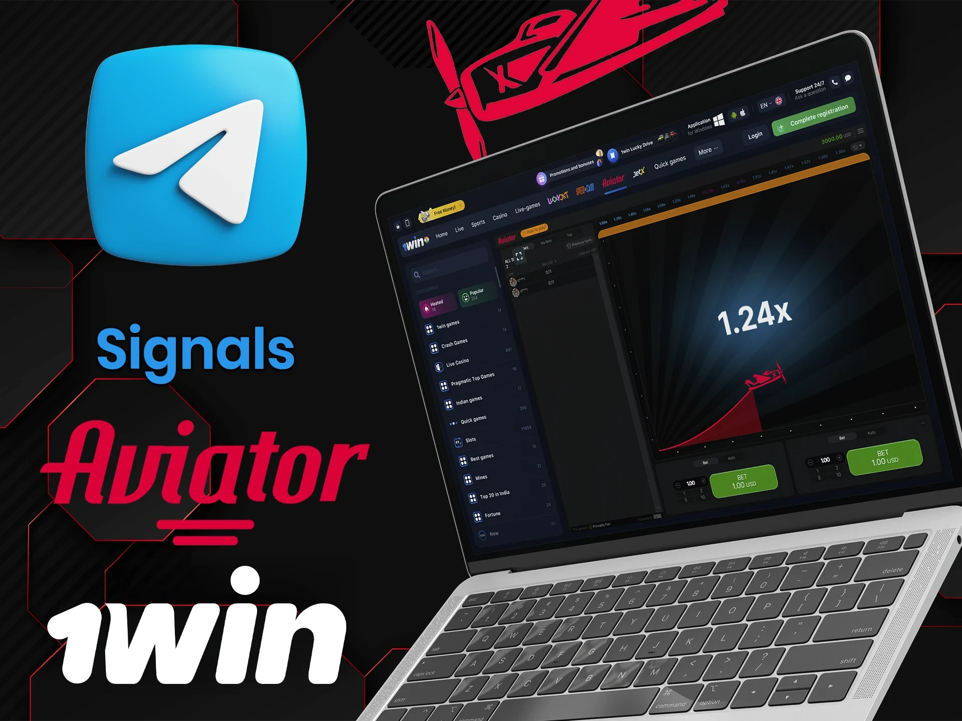 1Win Telegram channel does not publish information about Aviator signals.