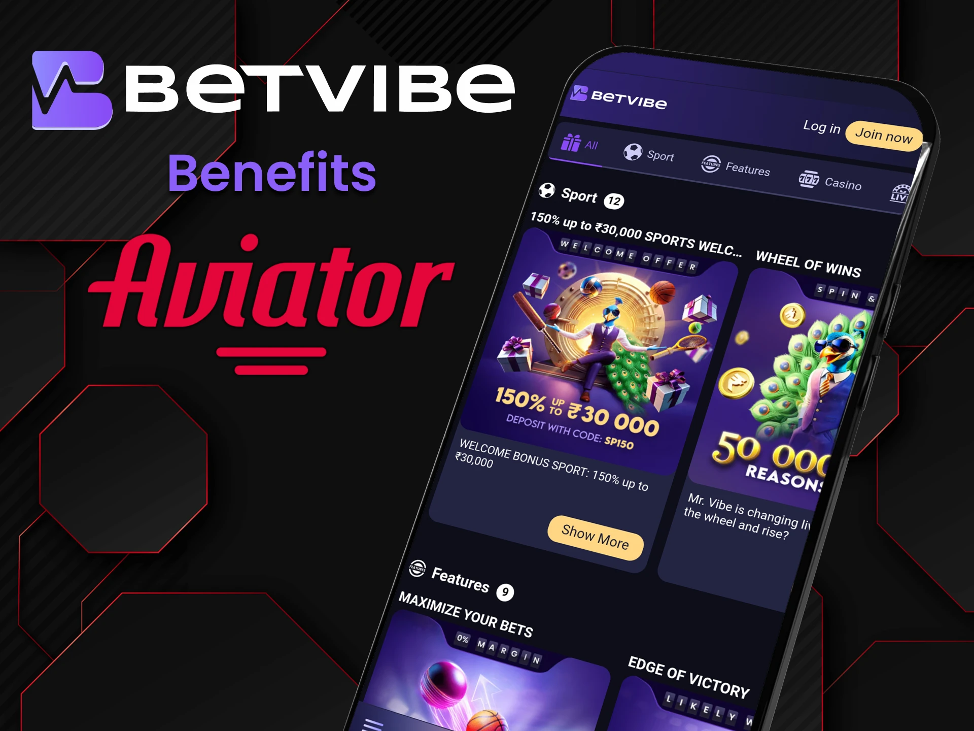 You will find many advantages to play Aviator in the Betvibe app.
