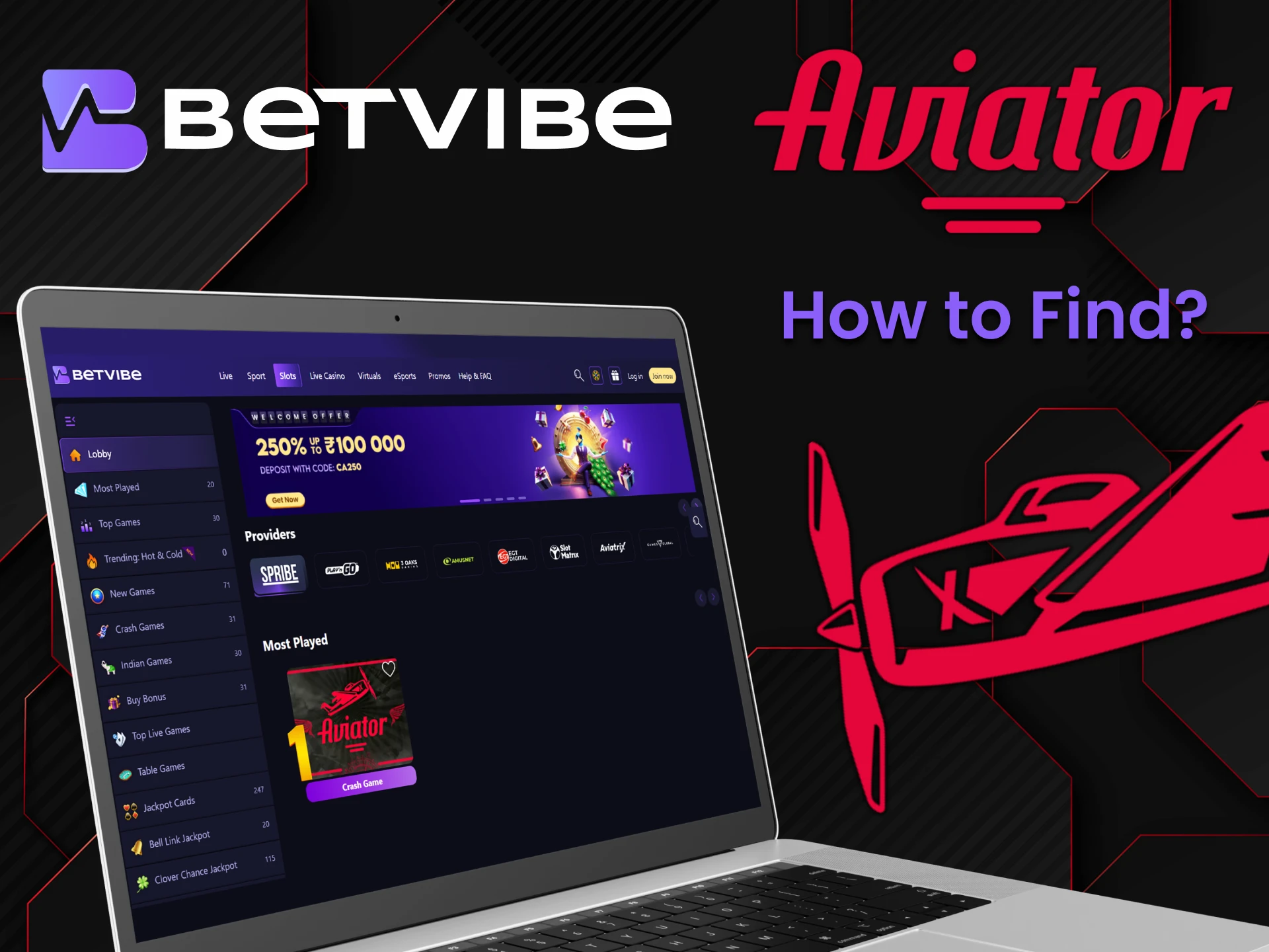 By visiting the casino section of the Betvibe website you will find Aviator.