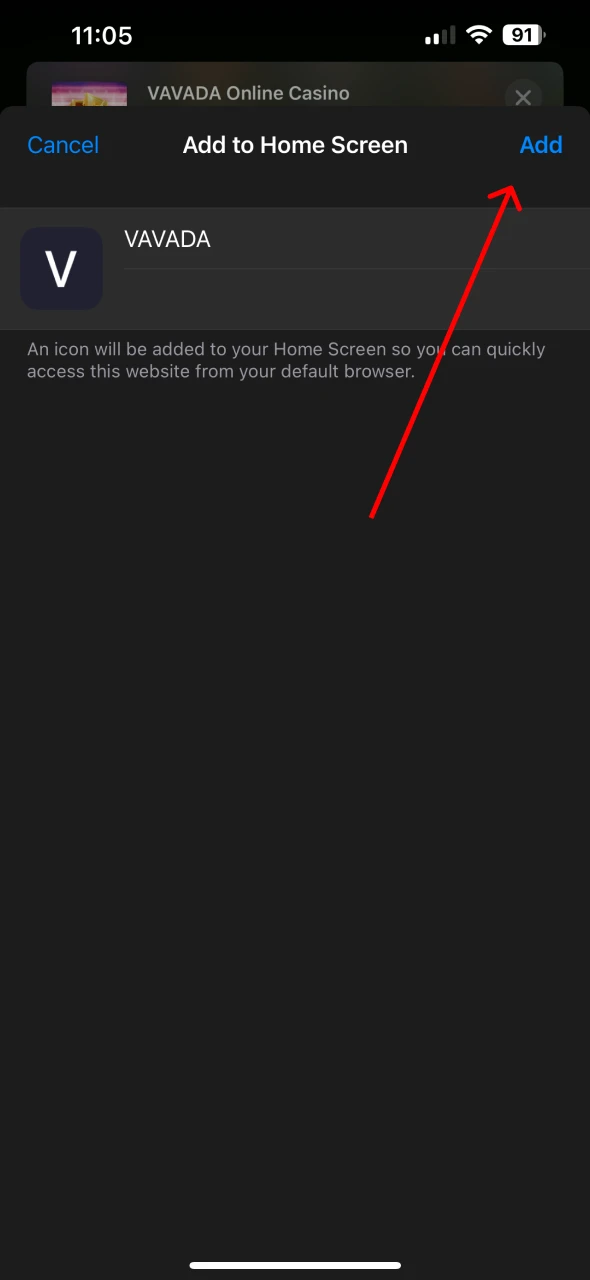 Now you can add the Vavada app to iOS.