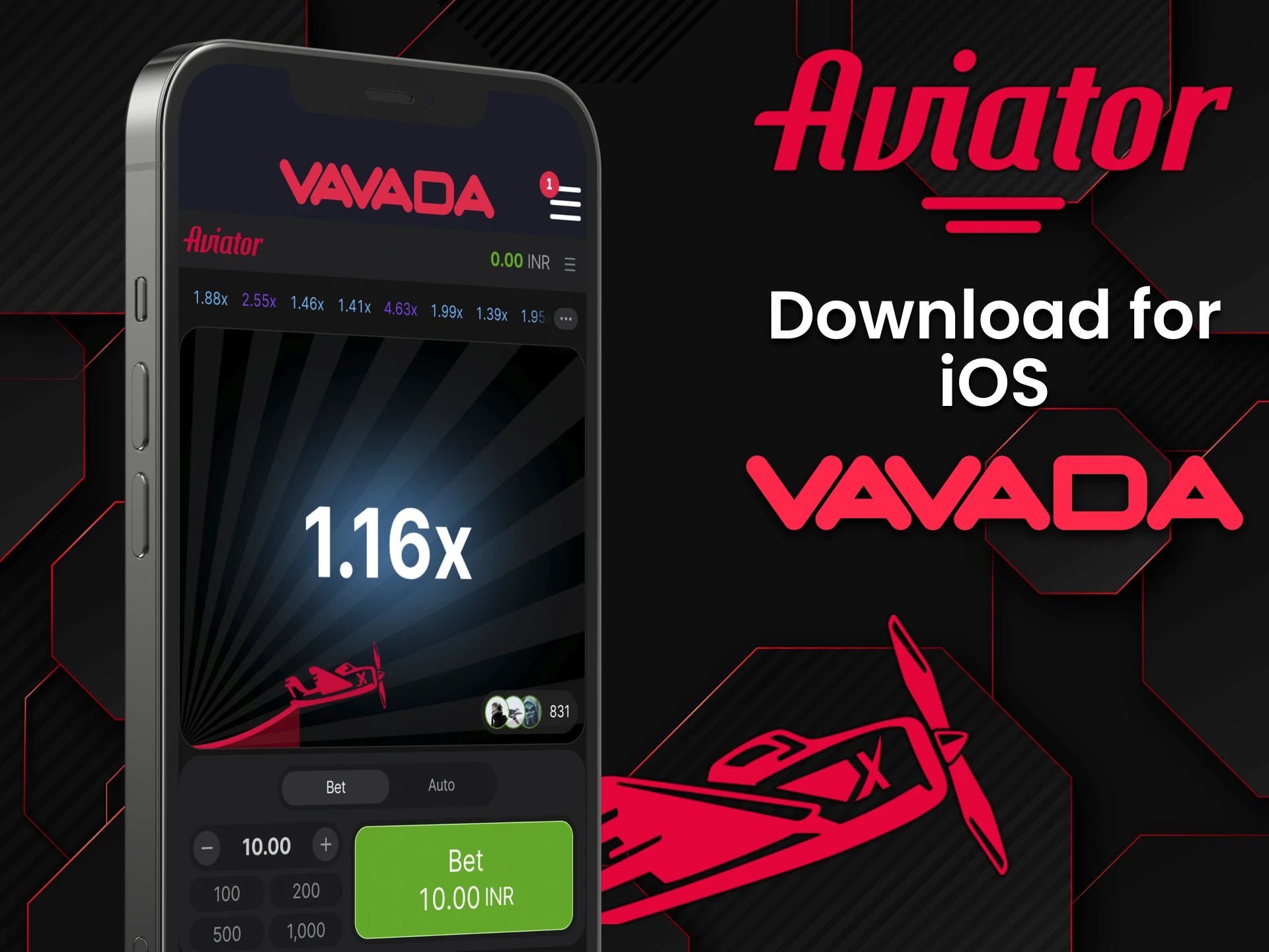 Download the Vavada app to play Aviator on iOS.