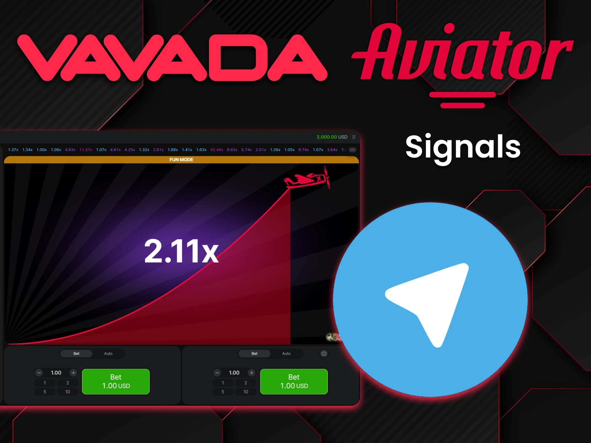 You can use signals for the game Aviator from Vavada.