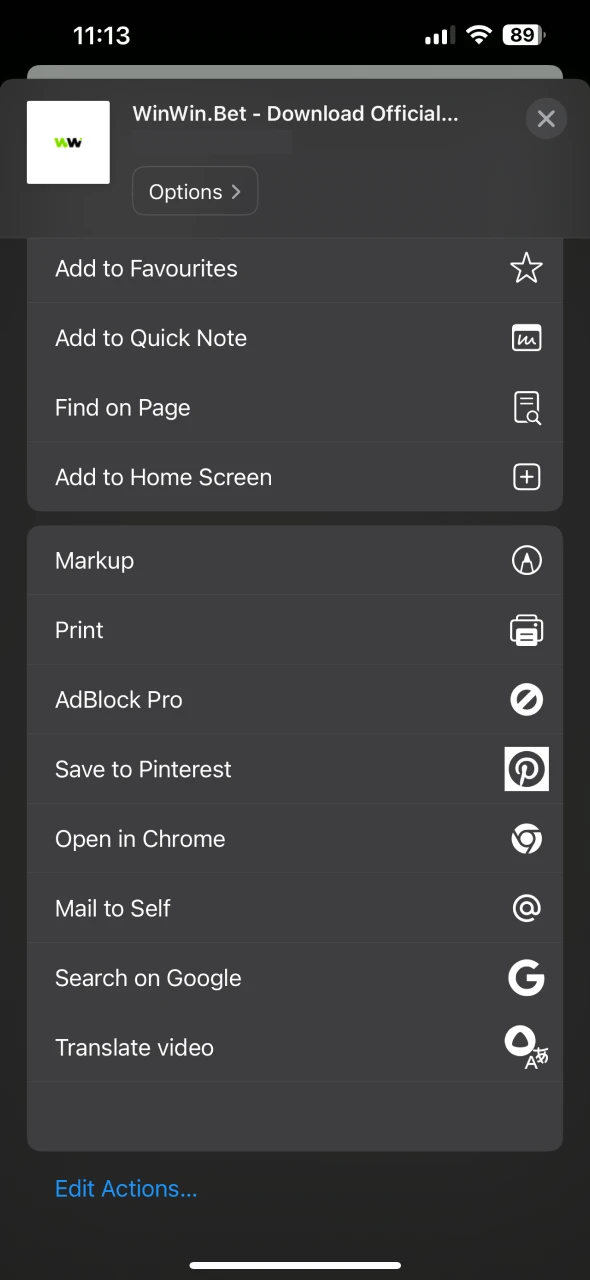 Swipe up to add the WinWin app to your iOS home screen.