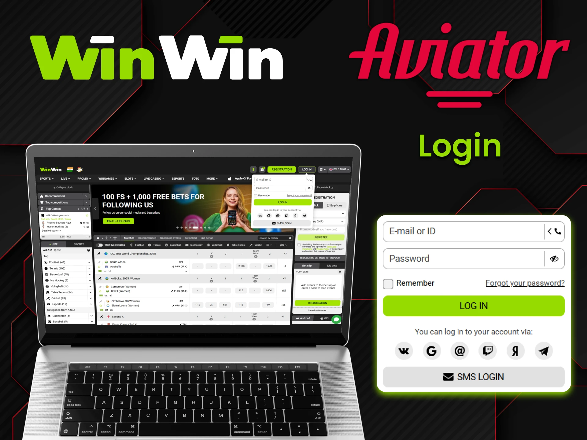 By logging into your personal WinWin account you can play Aviator.