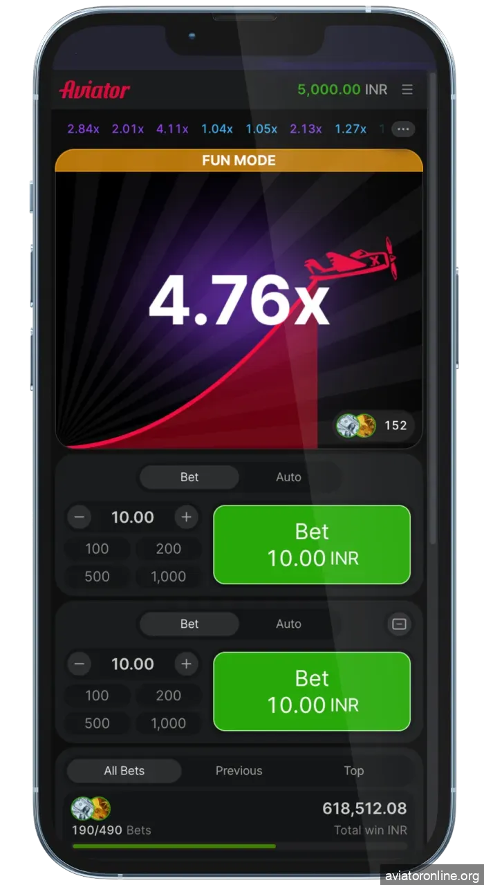 Make your first bet at Aviator.