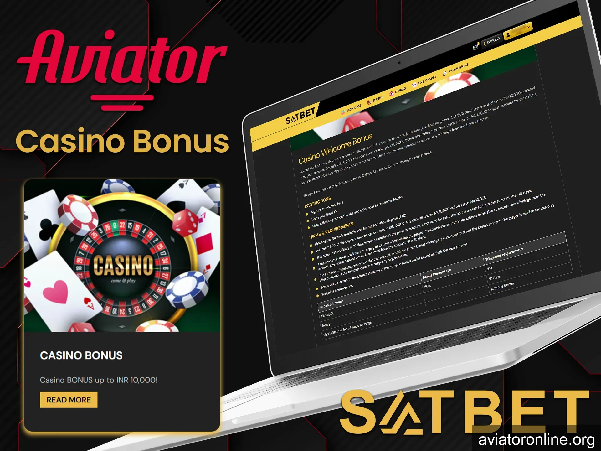 Activate your welcome bonus at Satbet and use it in the Aviator game.