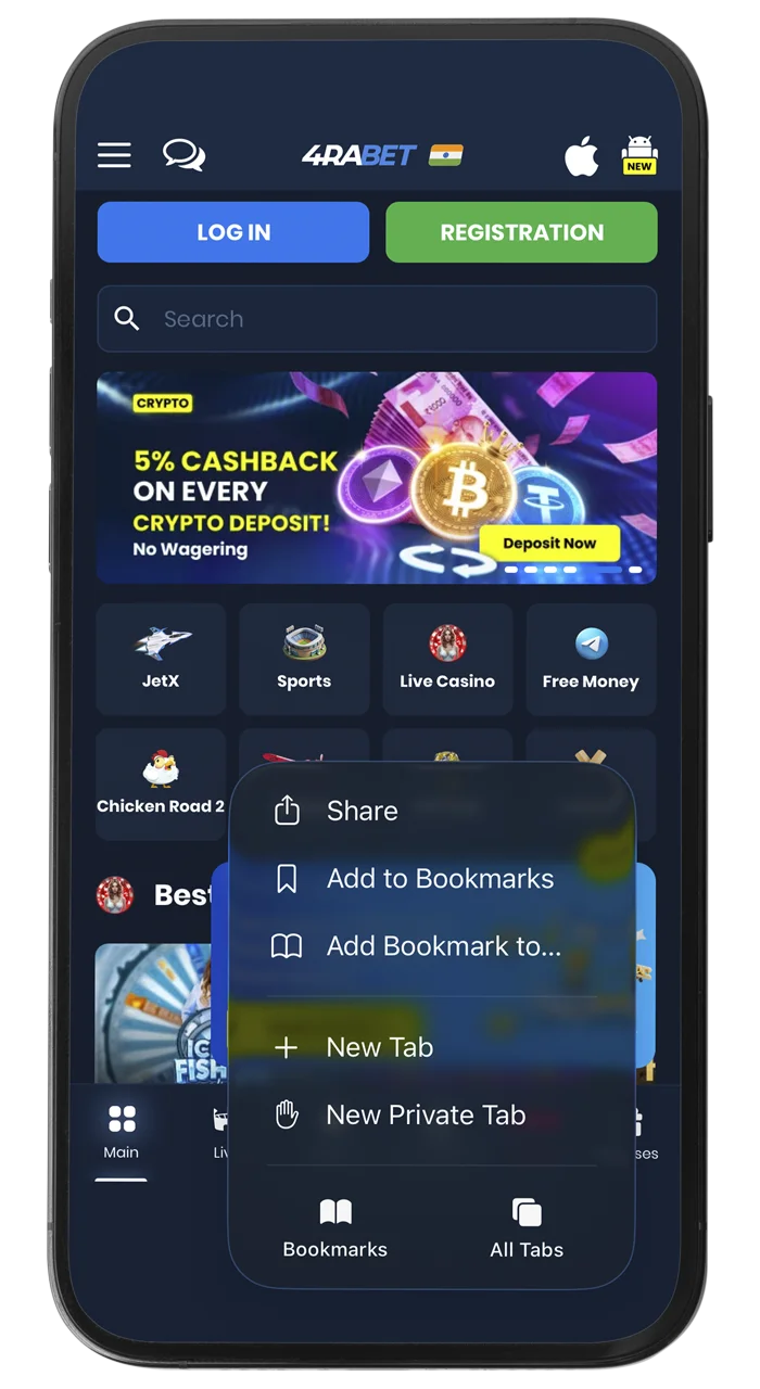 Select the Share button in the Safari menu to begin installing the Aviator app.