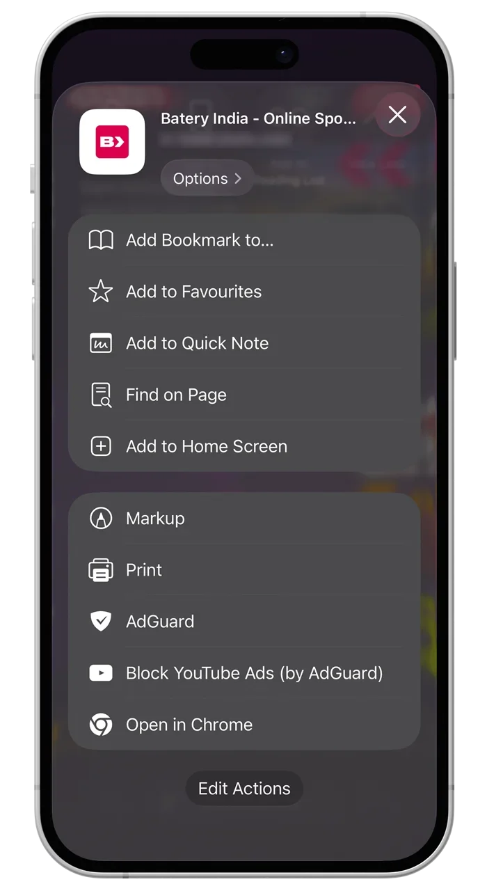Take a look at the menu and select the tab for installing the Batery app.